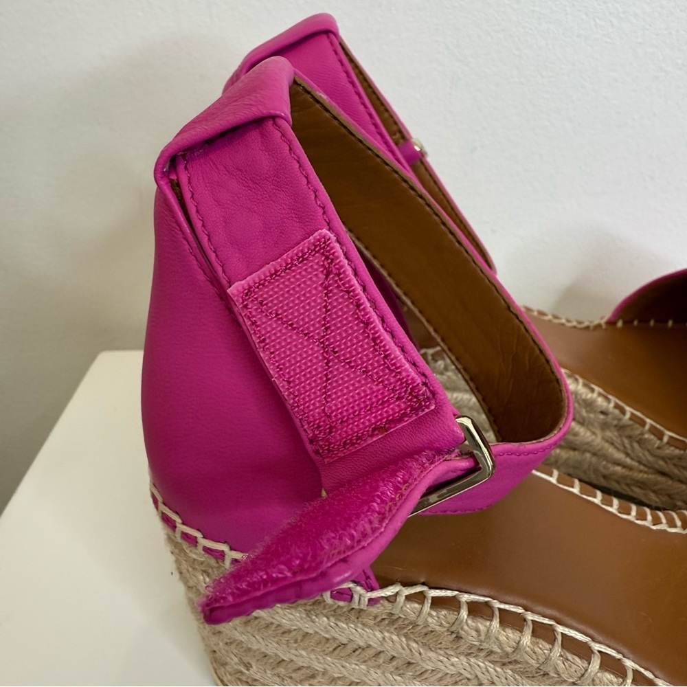 Franco Sarto Pink Leather Clemens Espadrille Wedge Sandal Women’s Size 9 - Picture 4 of 14